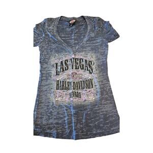 Blue Washout Harley Davidson Las Vegas shirt size medium ladies shirt